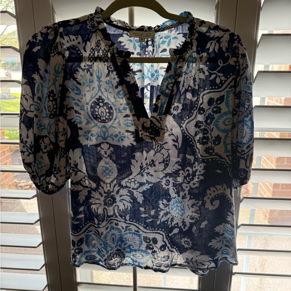 🌼Rachel Zoe Blue and White Paisley Women's Top🌼
